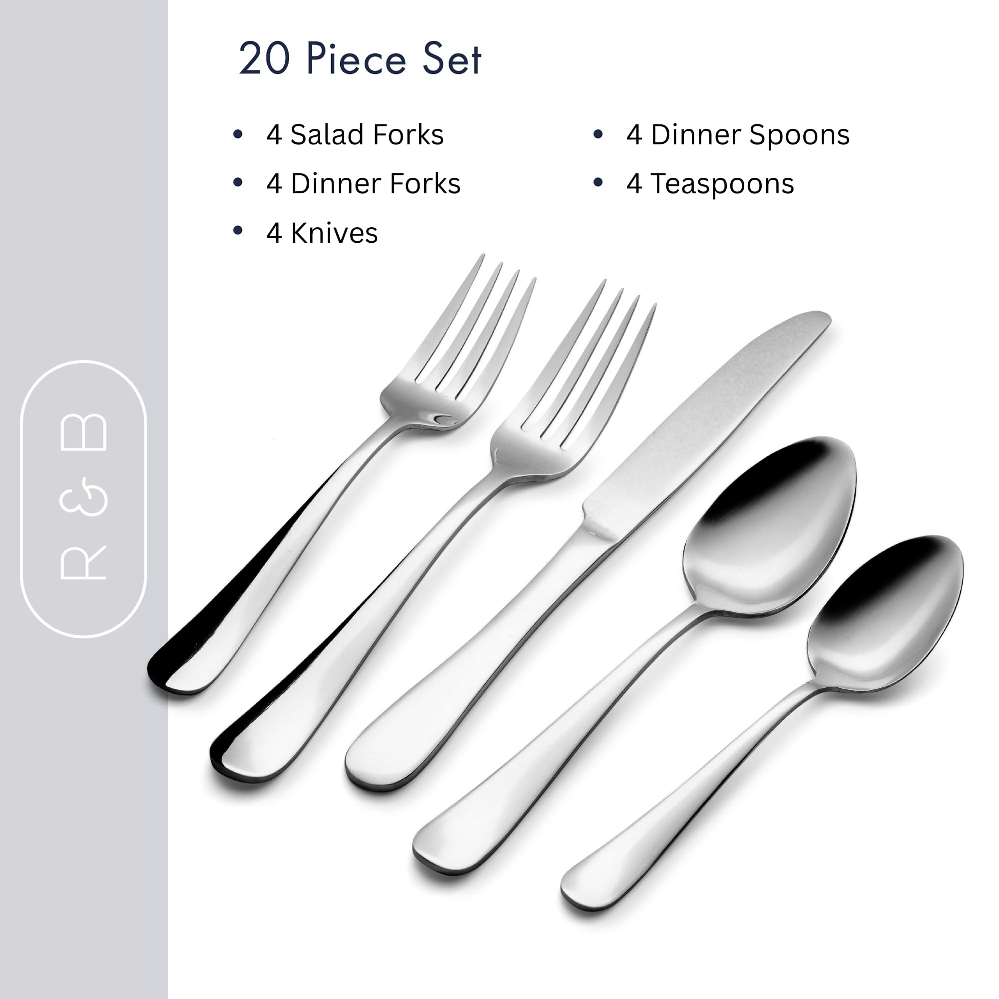 Amazon.com | Roberts & Belk 20-Piece Camden Gold Silverware Set